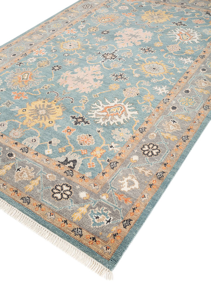 cyanna blue wool hand knotted Rug - FoldShot cyanna blue wool hand knotted Rug - FoldShot