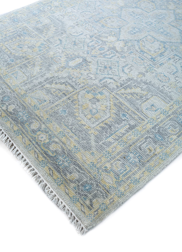erbe blue wool hand knotted Rug - FoldShot erbe blue wool hand knotted Rug - FoldShot