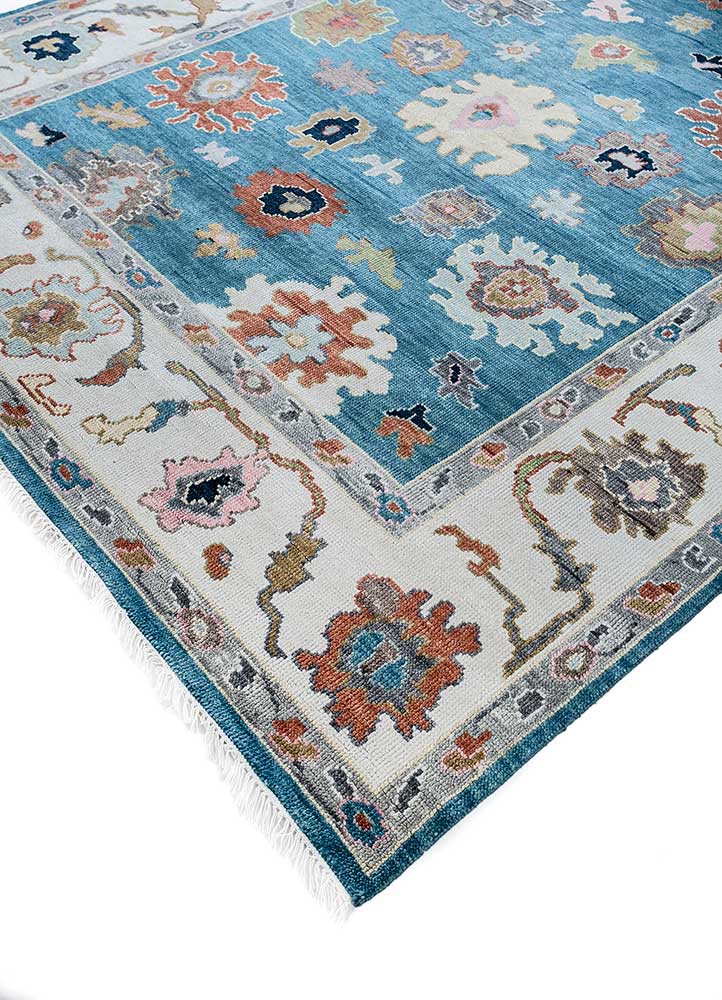 cyanna blue wool hand knotted Rug - FoldShot