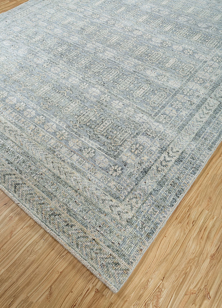 erbe blue wool hand knotted Rug - FoldShot