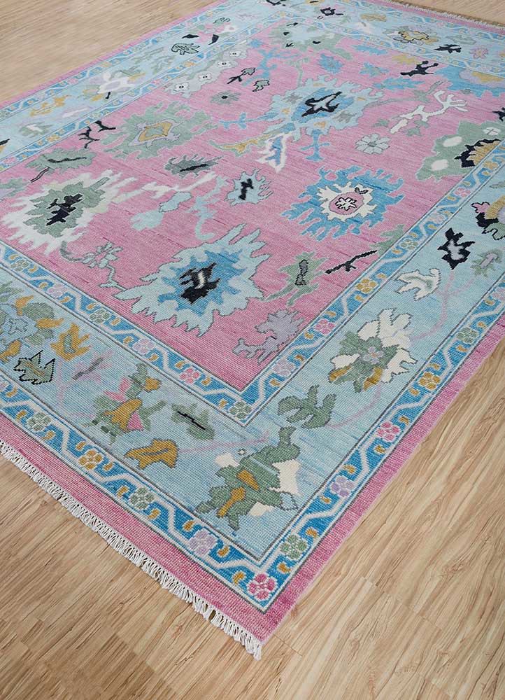 cyanna pink and purple wool hand knotted Rug - FoldShot
