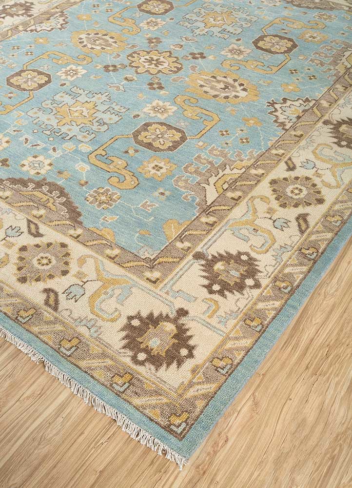 cyanna blue wool hand knotted Rug - FoldShot