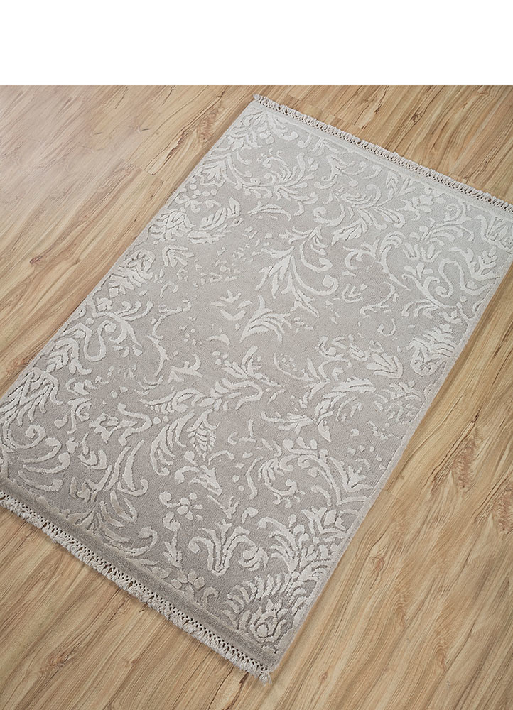 aurora grey and black wool and silk hand knotted Rug - FoldShot aurora grey and black wool and silk hand knotted Rug - FoldShot