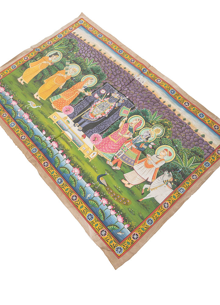 pichwai art pink and purple cotton cloth art work WALL ART & TAPESTRY - FoldShot pichwai art pink and purple cotton cloth art work WALL ART & TAPESTRY - FoldShot