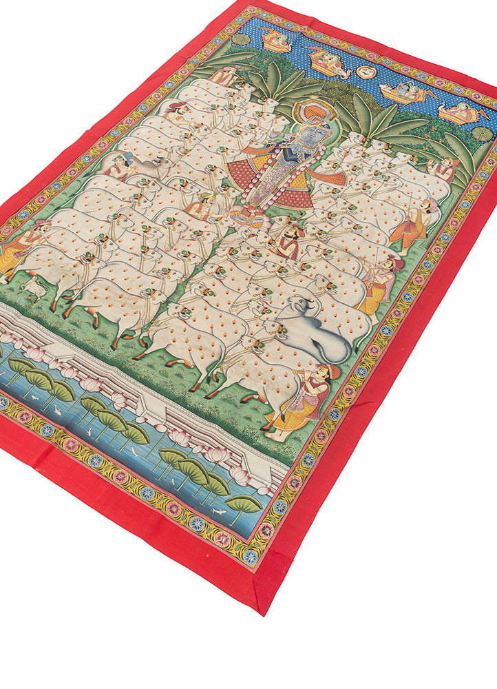 pichwai ivory cotton cloth art work WALL ART & TAPESTRY - FoldShot pichwai ivory cotton cloth art work WALL ART & TAPESTRY - FoldShot