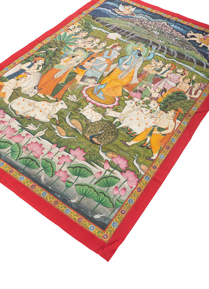 pichwai green cotton cloth art work WALL ART & TAPESTRY - FoldShot pichwai green cotton cloth art work WALL ART & TAPESTRY - FoldShot