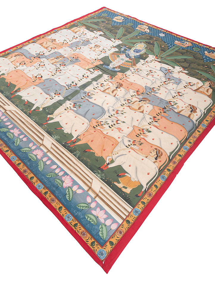 pichwai ivory cotton cloth art work WALL ART & TAPESTRY - FoldShot pichwai ivory cotton cloth art work WALL ART & TAPESTRY - FoldShot
