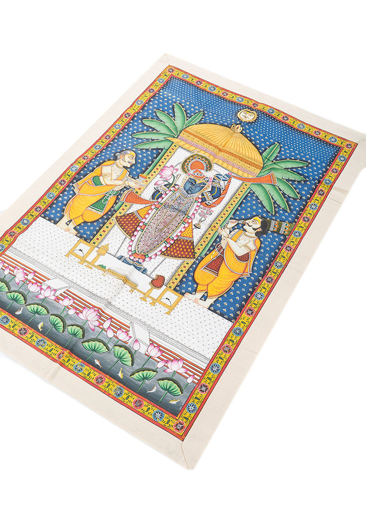 pichwai red and orange cotton cloth art work WALL ART & TAPESTRY - FoldShot pichwai red and orange cotton cloth art work WALL ART & TAPESTRY - FoldShot