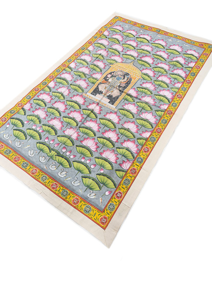 pichwai green cotton cloth art work WALL ART & TAPESTRY - FoldShot pichwai green cotton cloth art work WALL ART & TAPESTRY - FoldShot