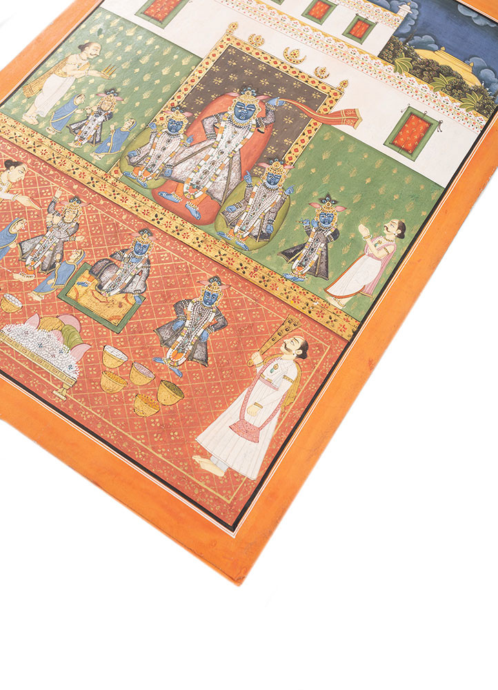 pichwai red and orange cotton cloth art work WALL ART & TAPESTRY - FoldShot pichwai red and orange cotton cloth art work WALL ART & TAPESTRY - FoldShot