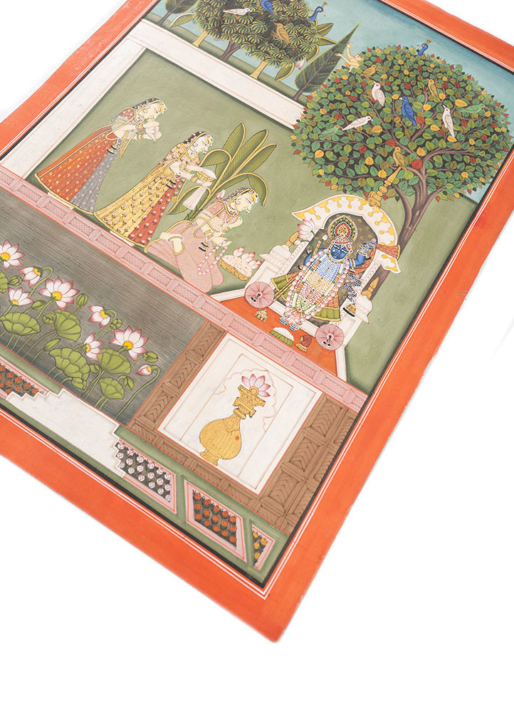 pichwai green cotton cloth art work WALL ART & TAPESTRY - FoldShot pichwai green cotton cloth art work WALL ART & TAPESTRY - FoldShot