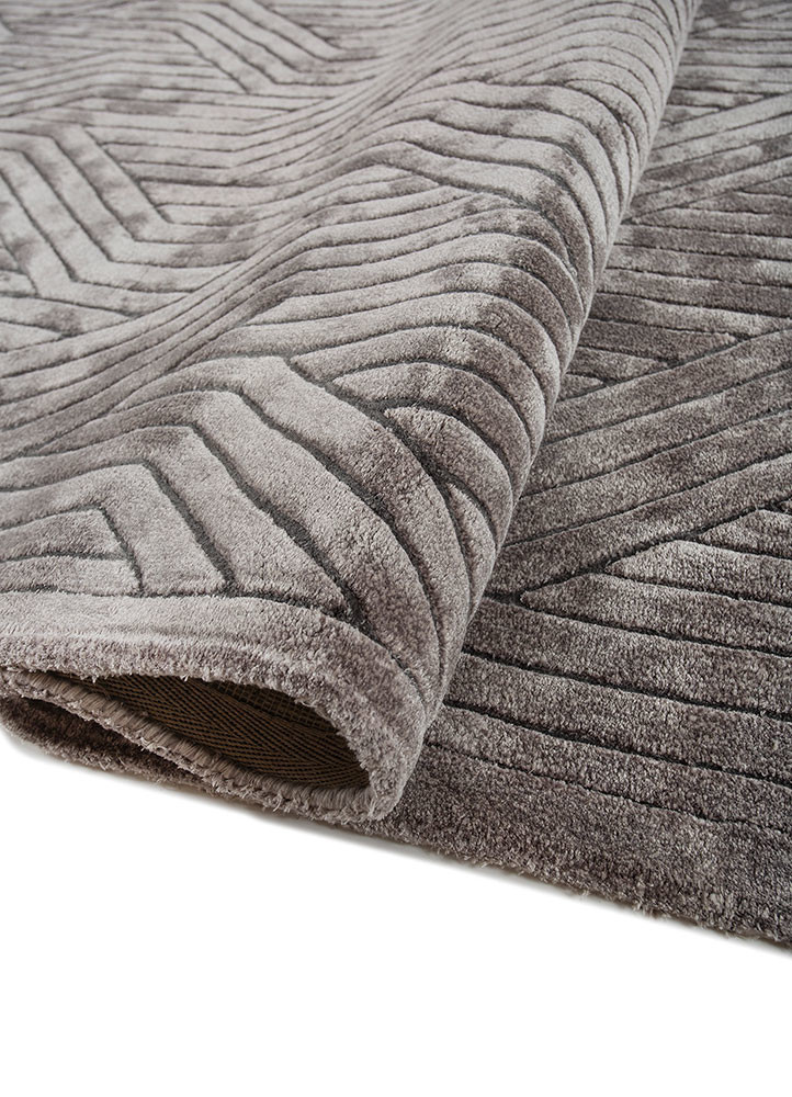 cera beige and brown bamboo silk hand tufted Rug - FoldShot