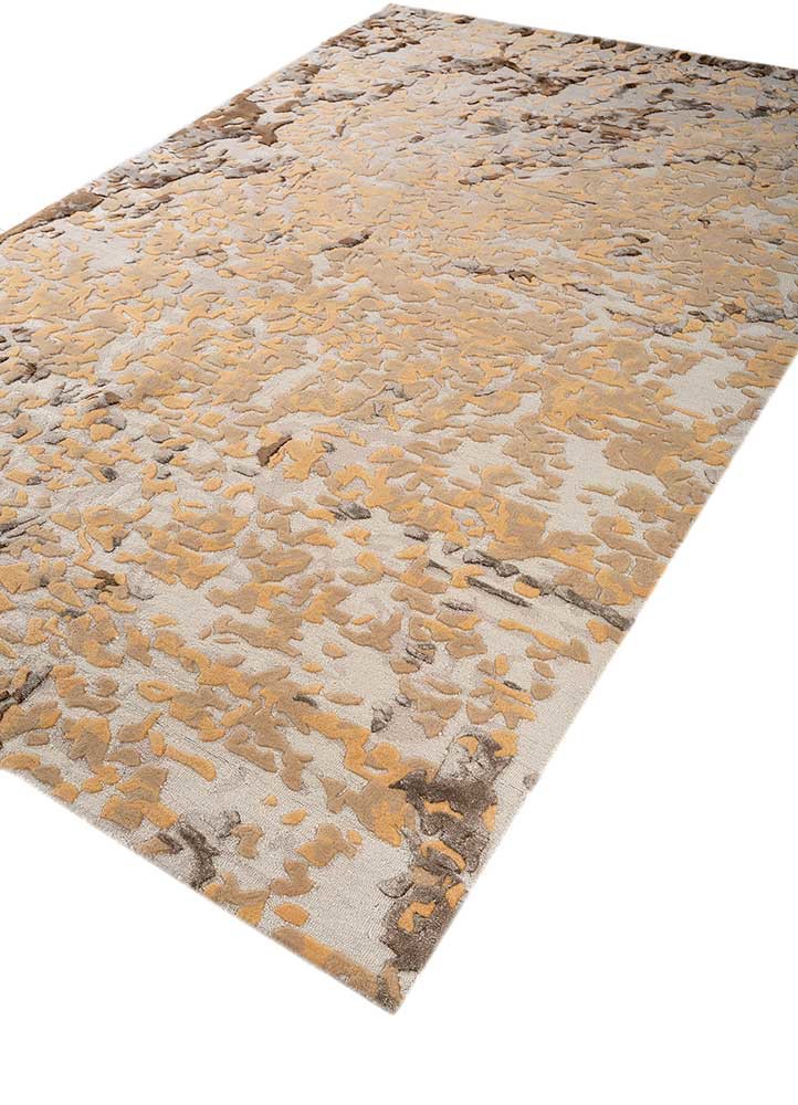 contour beige and brown wool and bamboo silk hand tufted Rug - FoldShot contour beige and brown wool and bamboo silk hand tufted Rug - FoldShot