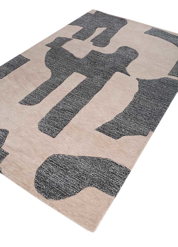 white noise beige and brown wool hand tufted Rug - FoldShot