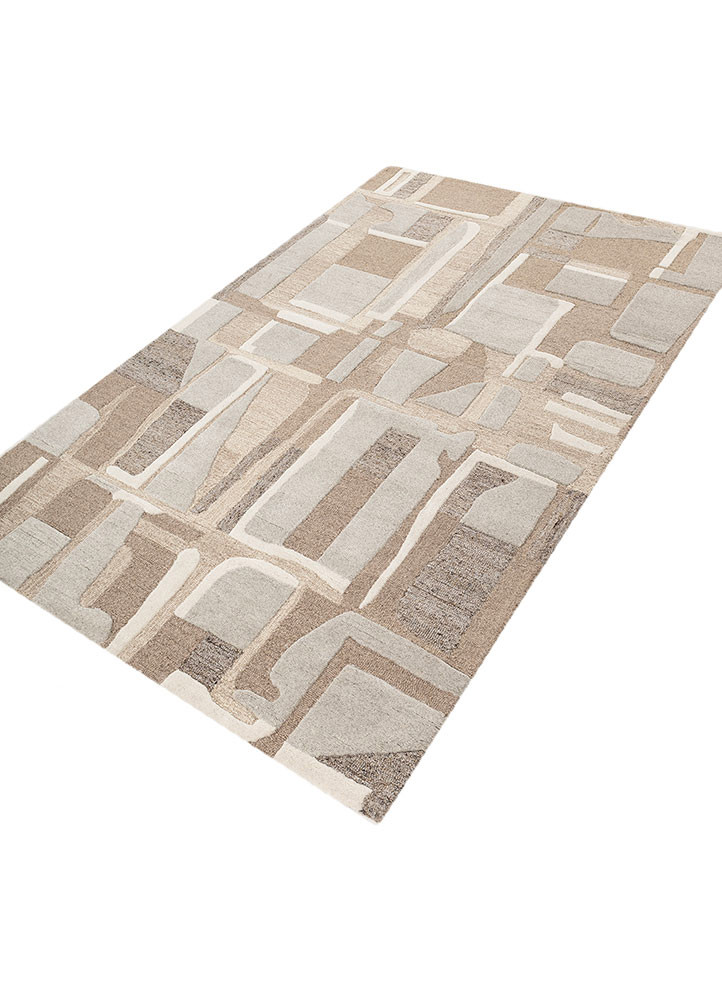 pathways beige and brown wool hand tufted Rug - FoldShot pathways beige and brown wool hand tufted Rug - FoldShot