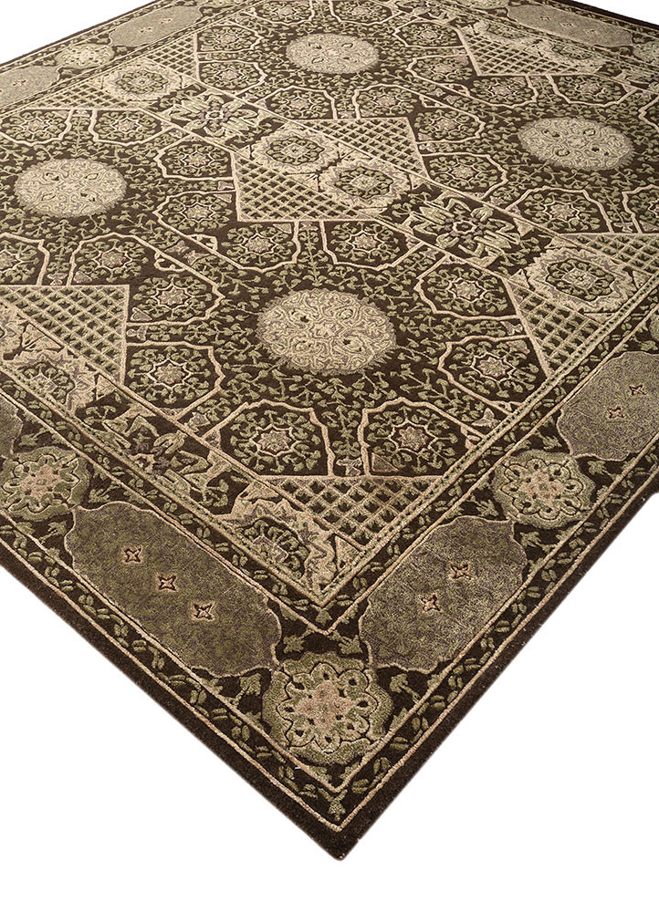 kasbah beige and brown wool and viscose hand tufted Rug - FoldShot kasbah beige and brown wool and viscose hand tufted Rug - FoldShot