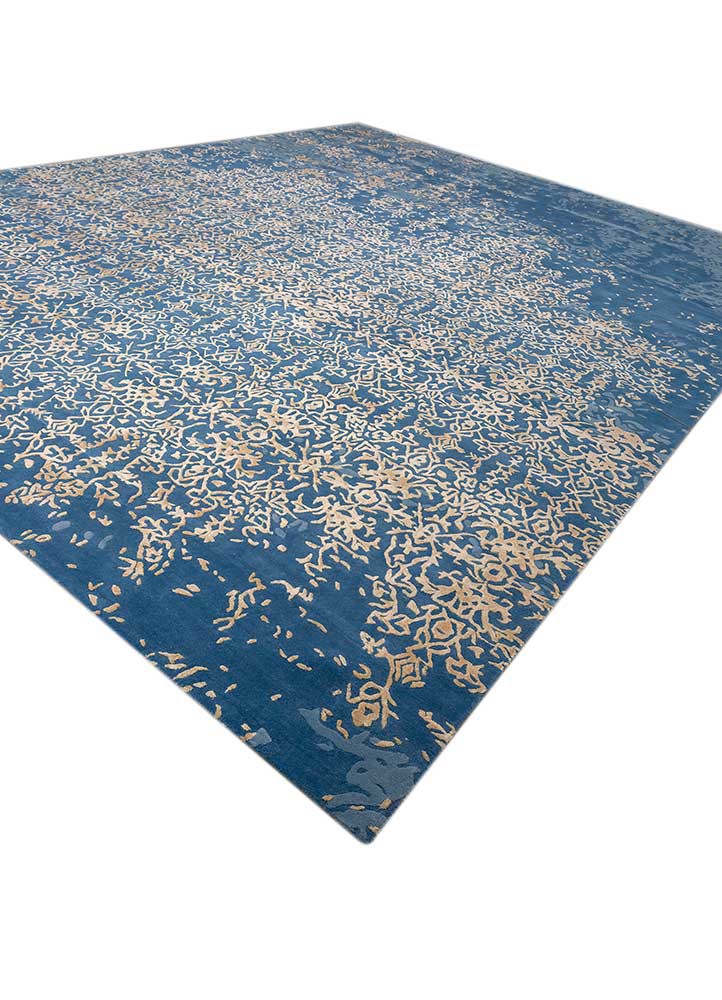 mythos blue wool and viscose hand tufted Rug - FoldShot