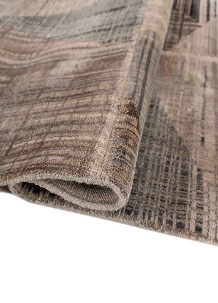 provenance blue wool and bamboo silk hand knotted Rug - FoldShot