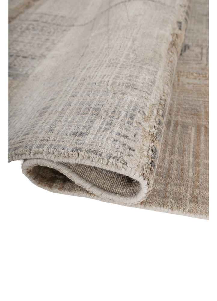 provenance grey and black wool and bamboo silk hand knotted Rug - FoldShot provenance grey and black wool and bamboo silk hand knotted Rug - FoldShot