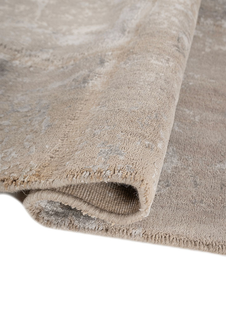 provenance grey and black wool and bamboo silk hand knotted Rug - FoldShot