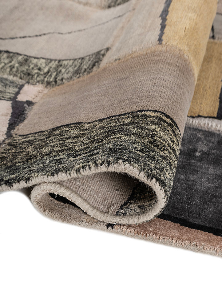 provenance grey and black wool and bamboo silk hand knotted Rug - FoldShot provenance grey and black wool and bamboo silk hand knotted Rug - FoldShot