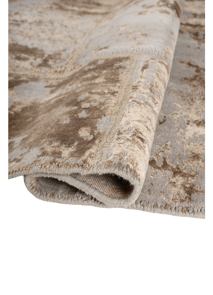 provenance grey and black wool and bamboo silk hand knotted Rug - FoldShot provenance grey and black wool and bamboo silk hand knotted Rug - FoldShot