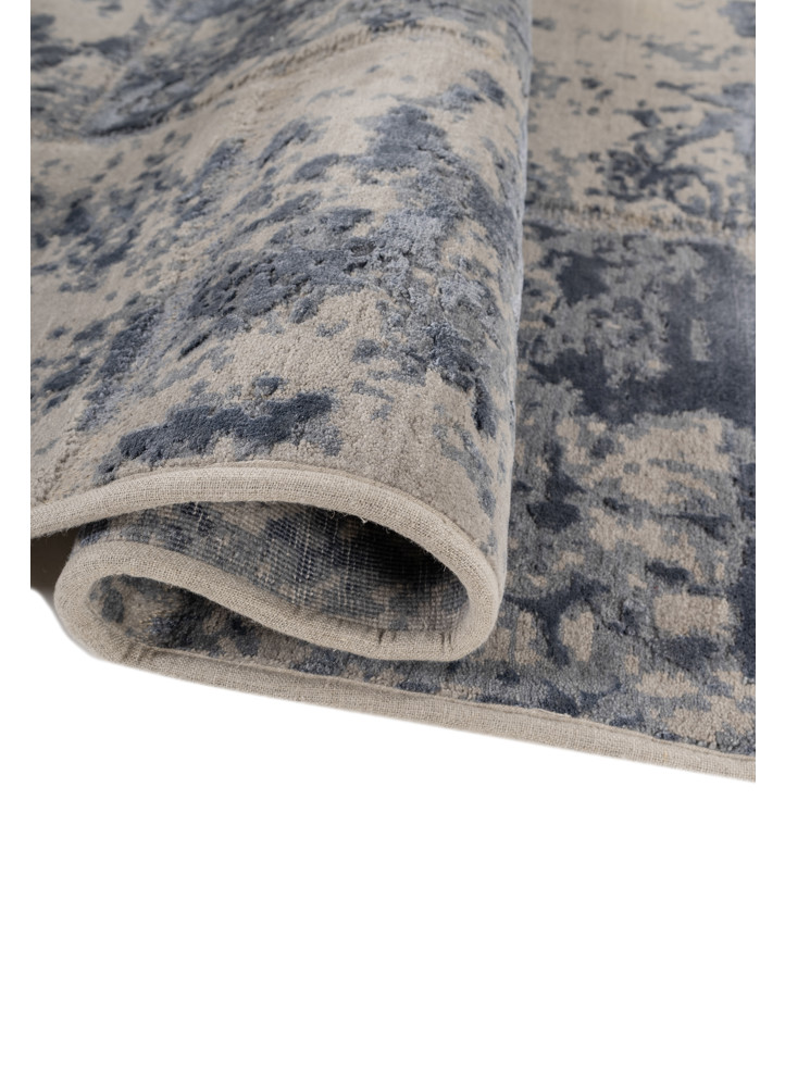 aprezo grey and black wool and bamboo silk hand knotted Rug - FoldShot aprezo grey and black wool and bamboo silk hand knotted Rug - FoldShot
