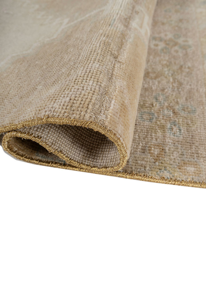 aprezo beige and brown wool hand knotted Rug - FoldShot