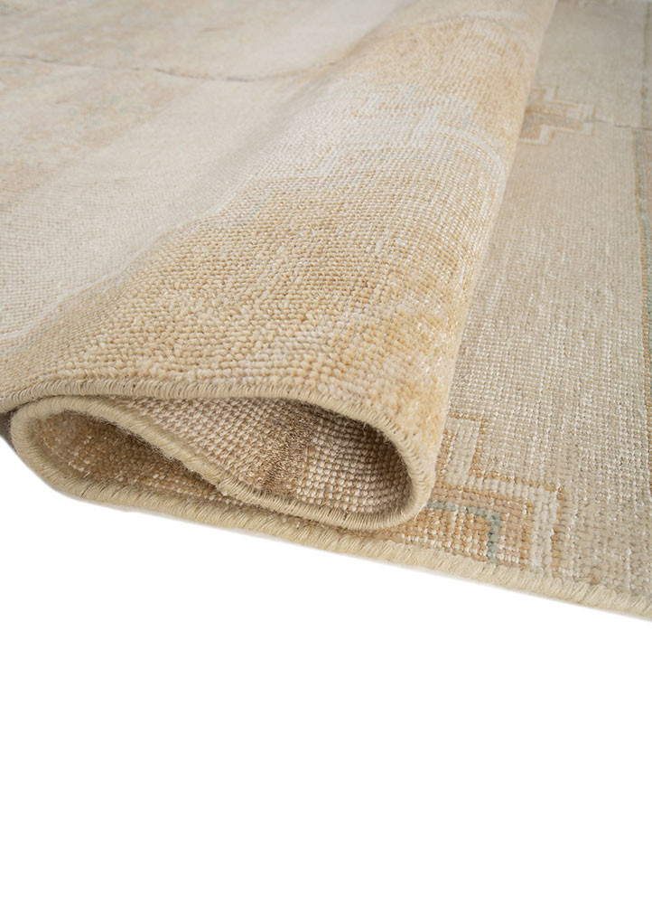 provenance beige and brown wool hand knotted Rug - FoldShot provenance beige and brown wool hand knotted Rug - FoldShot