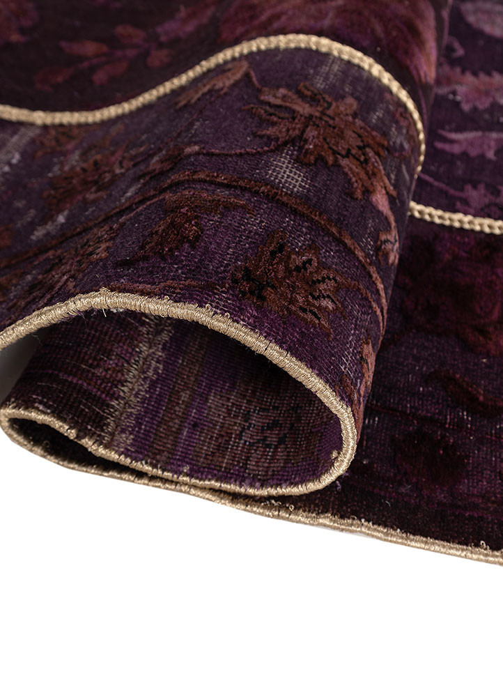 provenance pink and purple wool hand knotted Rug - FoldShot