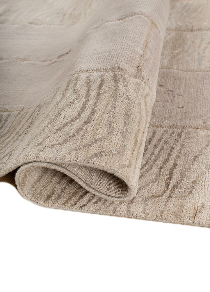 provenance ivory wool and silk hand knotted Rug - FoldShot