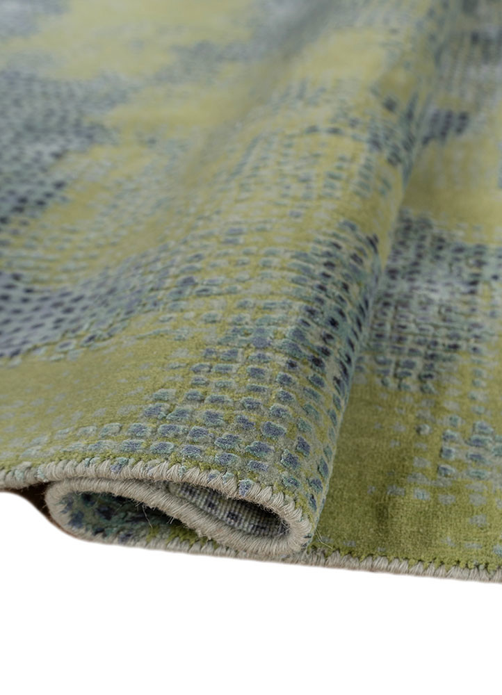 free verse by kavi green wool and silk hand knotted Rug - FoldShot
