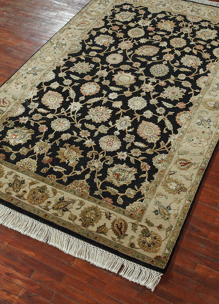 aurora grey and black wool and silk hand knotted Rug - FoldShot aurora grey and black wool and silk hand knotted Rug - FoldShot