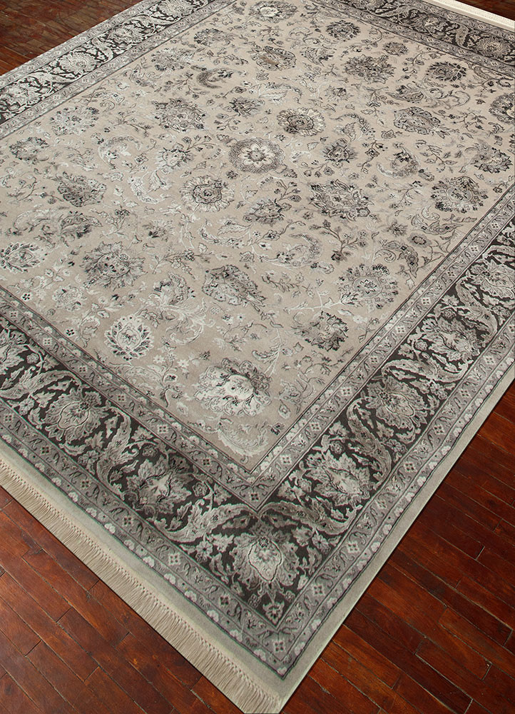 aurora ivory wool and silk hand knotted Rug - FoldShot aurora ivory wool and silk hand knotted Rug - FoldShot