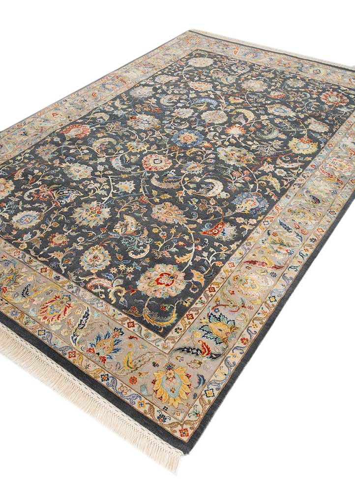 aurora blue wool and silk hand knotted Rug - FoldShot aurora blue wool and silk hand knotted Rug - FoldShot