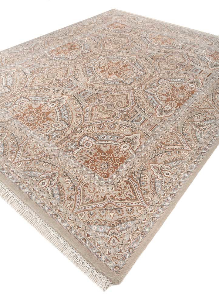 aurora ivory wool and silk hand knotted Rug - FoldShot