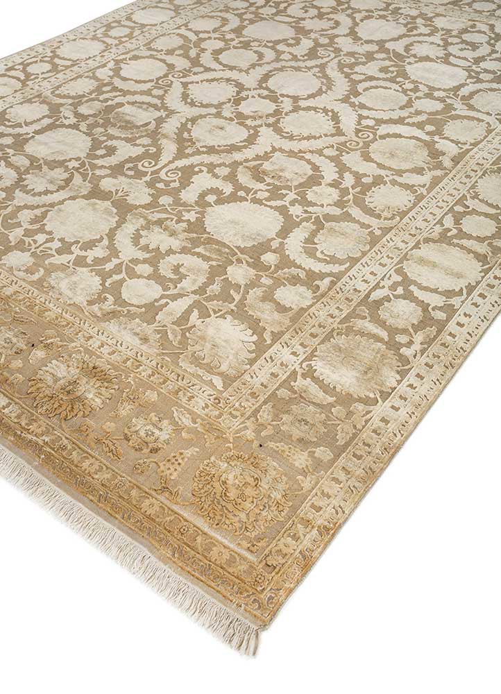 aurora grey and black wool and silk hand knotted Rug - FoldShot
