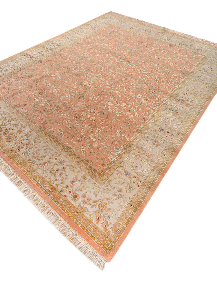 aurora red and orange wool and silk hand knotted Rug - FoldShot