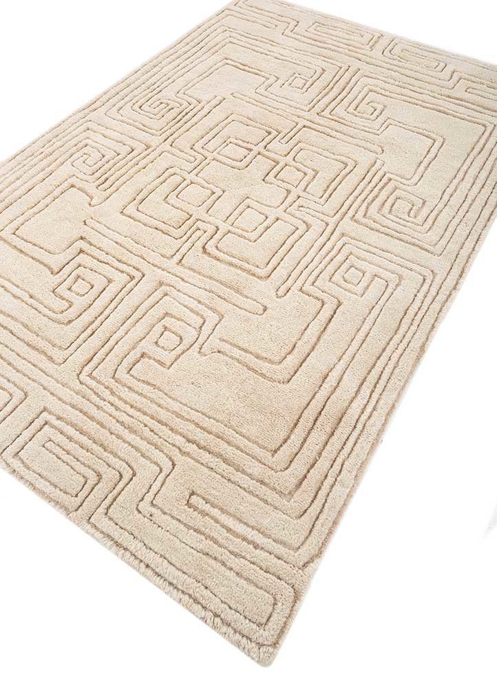 zuri ivory wool hand knotted Rug - FoldShot