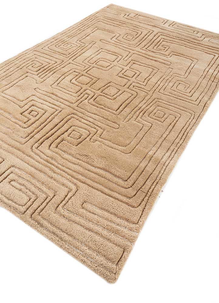 zuri beige and brown wool hand knotted Rug - FoldShot