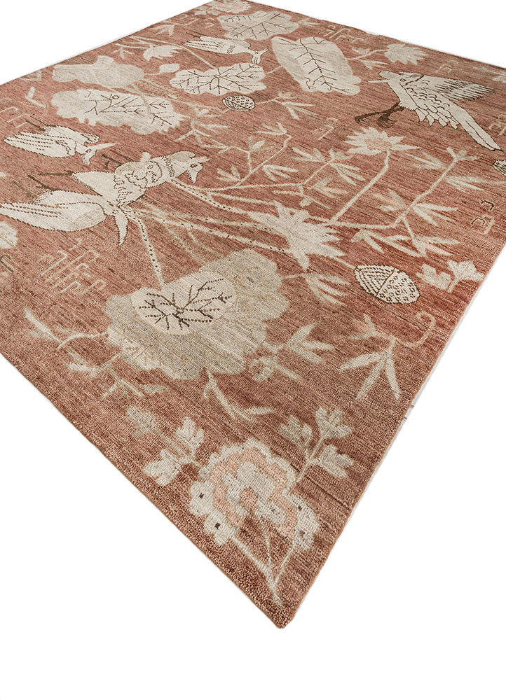 erbe red and orange wool hand knotted Rug - FoldShot
