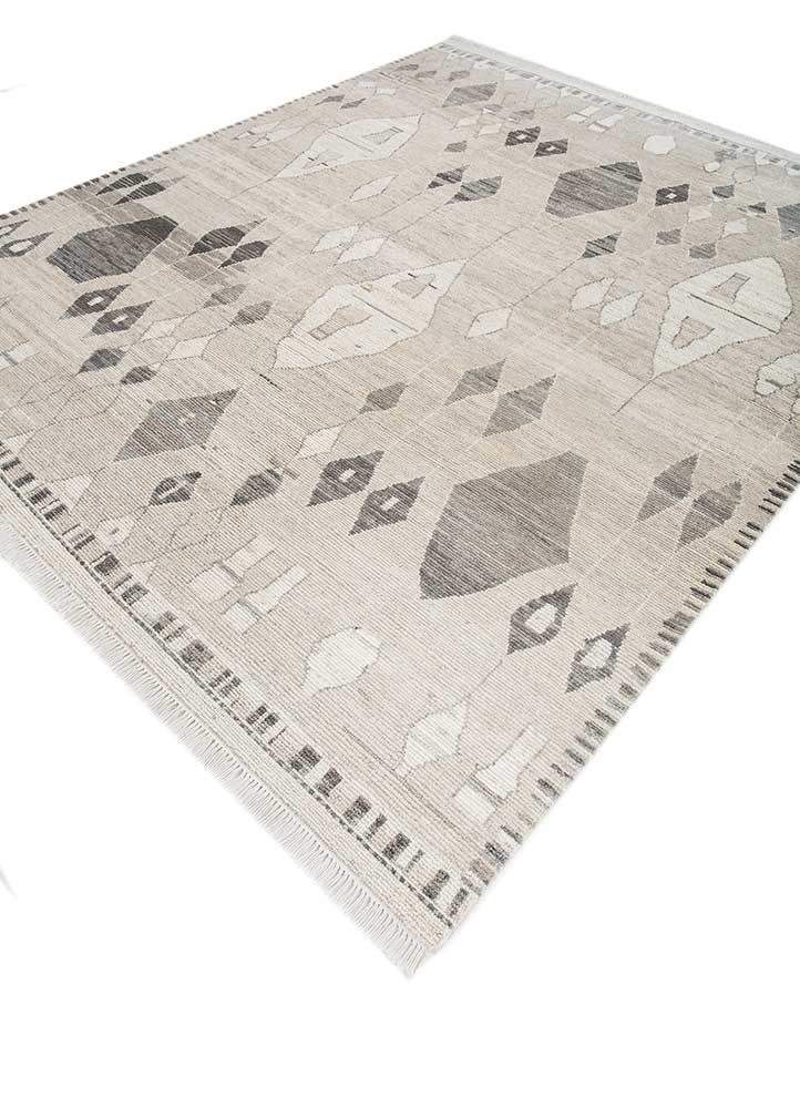 manifest beige and brown afghan wool hand knotted Rug - FoldShot