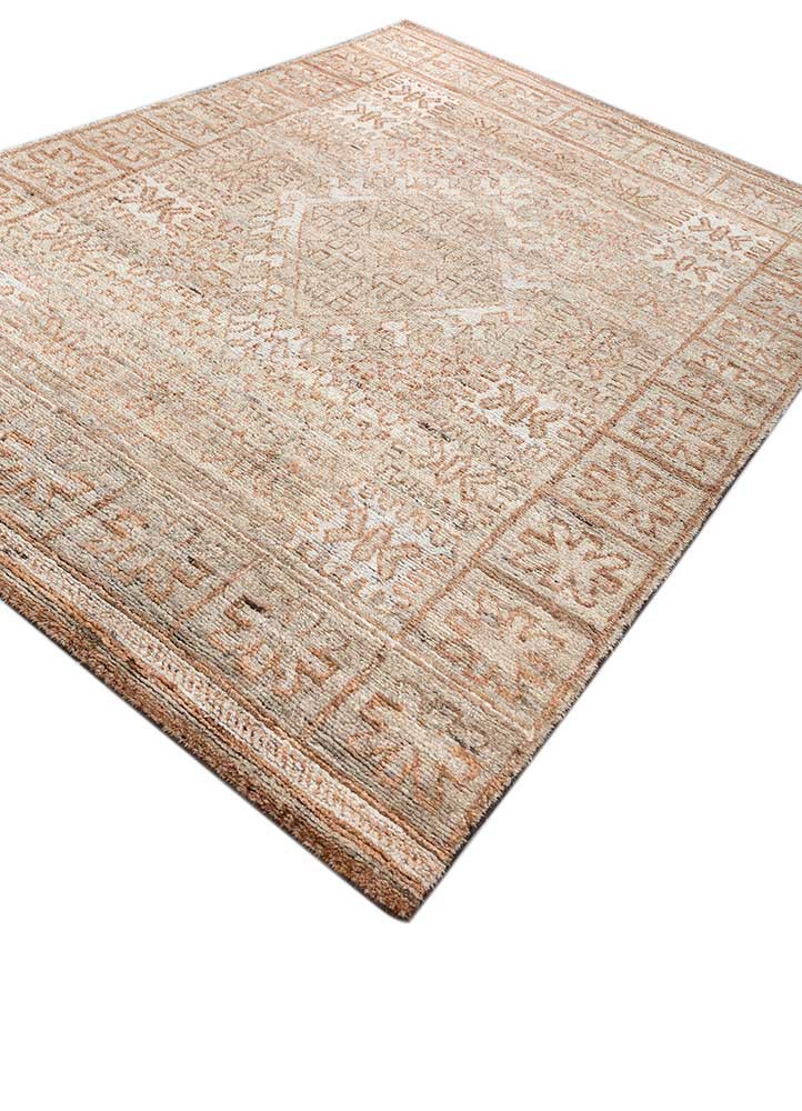 manifest beige and brown afghan wool hand knotted Rug - FoldShot manifest beige and brown afghan wool hand knotted Rug - FoldShot