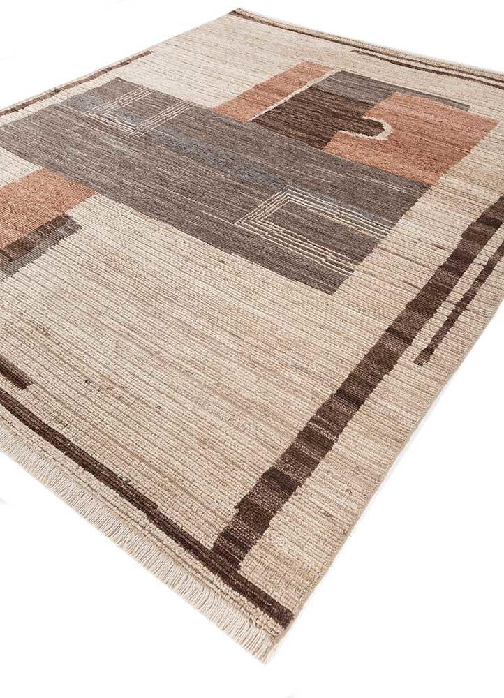 manifest beige and brown afghan wool hand knotted Rug - FoldShot manifest beige and brown afghan wool hand knotted Rug - FoldShot