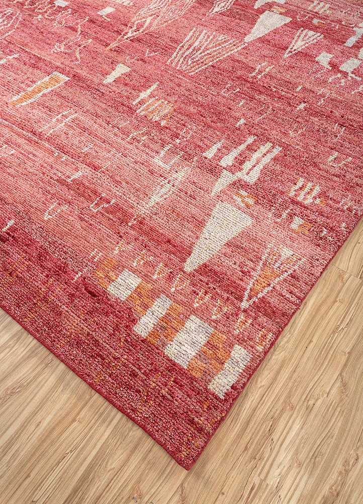 manifest red and orange wool hand knotted Rug - FoldShot manifest red and orange wool hand knotted Rug - FoldShot
