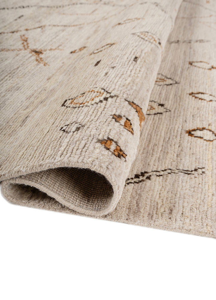 manifest ivory afghan wool hand knotted Rug - FoldShot