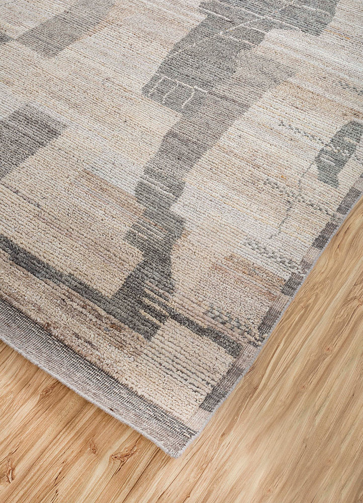 blythe ivory afghan wool hand knotted Rug - FoldShot