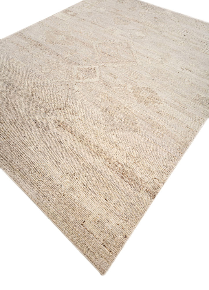 manifest beige and brown afghan wool hand knotted Rug - FoldShot manifest beige and brown afghan wool hand knotted Rug - FoldShot