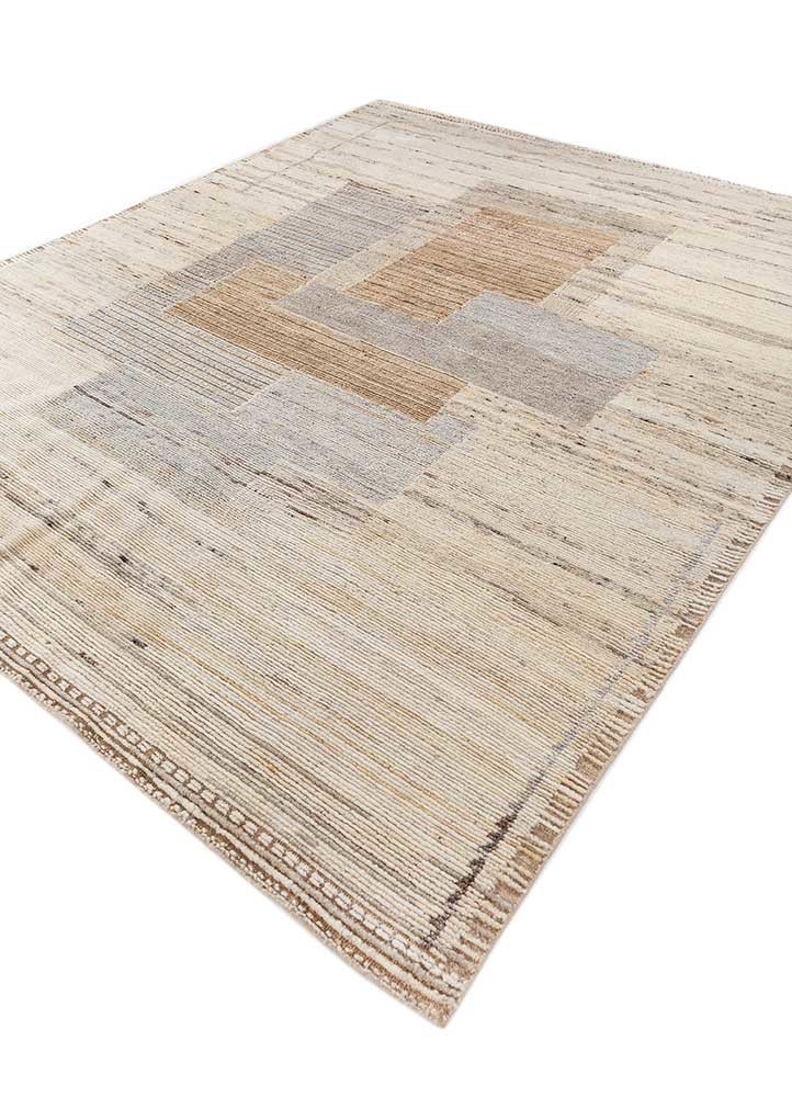 blythe beige and brown afghan wool hand knotted Rug - FoldShot