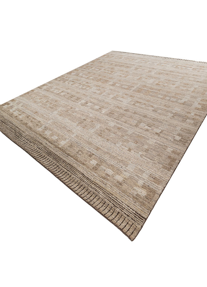 manifest beige and brown wool hand knotted Rug - FoldShot manifest beige and brown wool hand knotted Rug - FoldShot